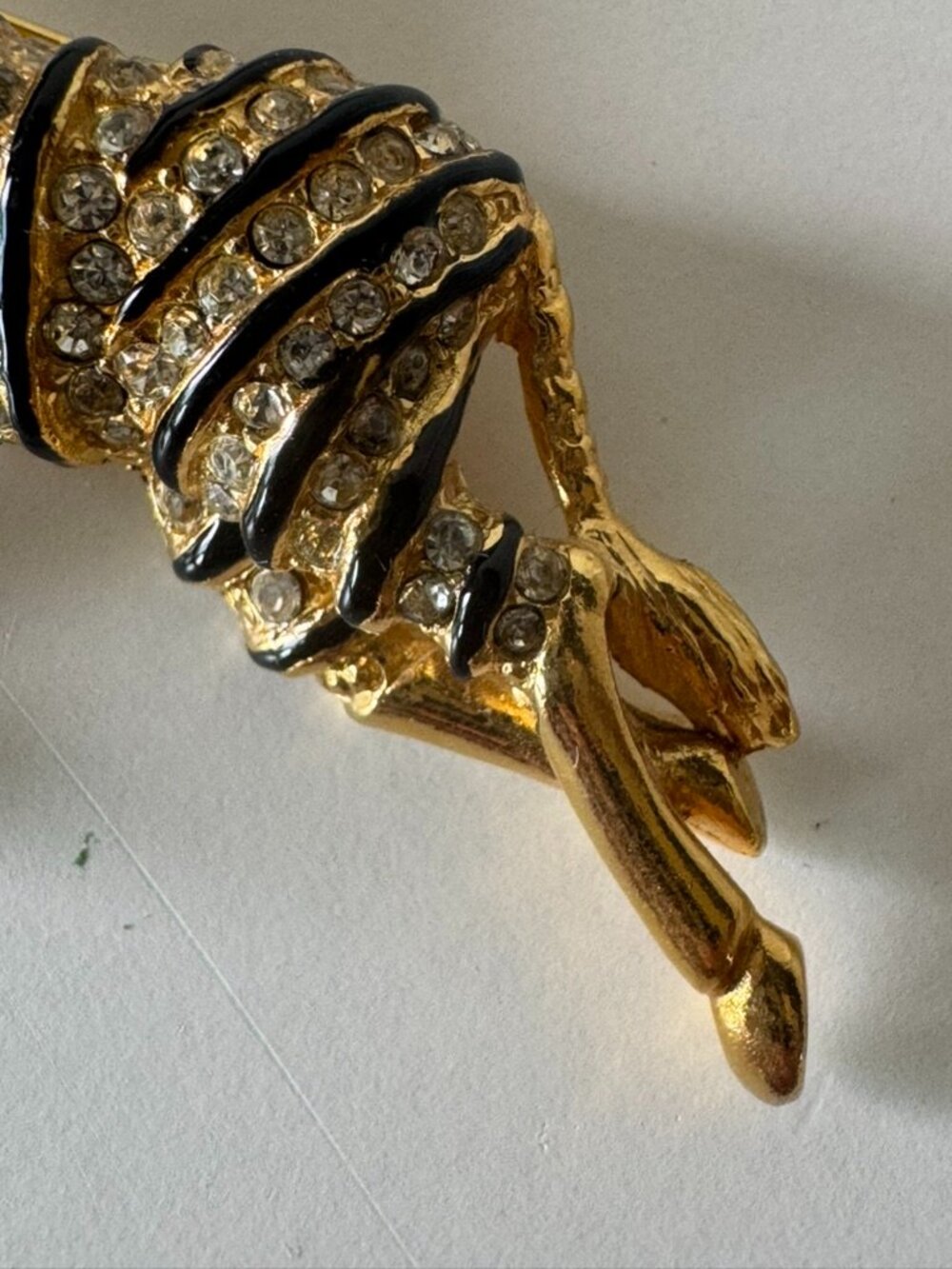 Zebra Rhinestone Brooch Gold Pin - Picture 4 of 8